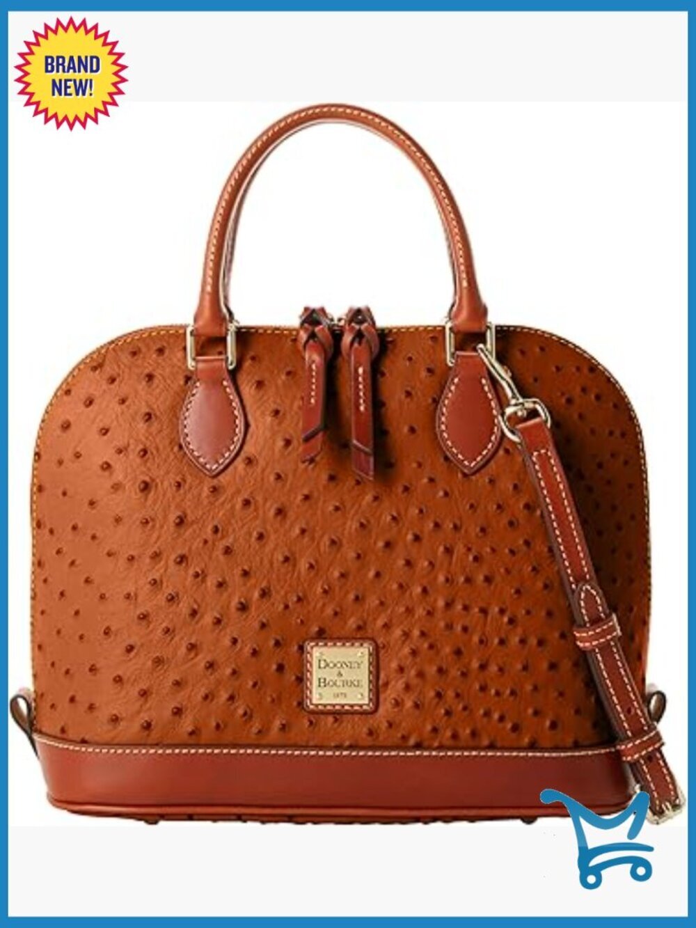 Leather Satchel Handbag with Adjustable Strap, Inside Pockets
